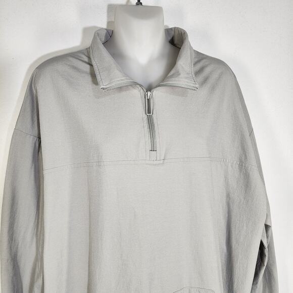 Zara Mens Pullover Jacket L XL Quarter Zip Elastic Hem Long Sleeve Gray Pocket - Picture 3 of 9